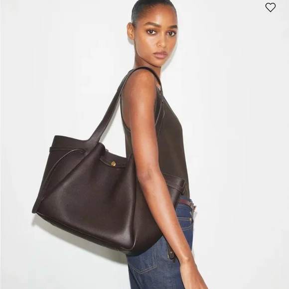 Tory Burch Romy Dark Brown Leather Tote - Picture 2 of 10